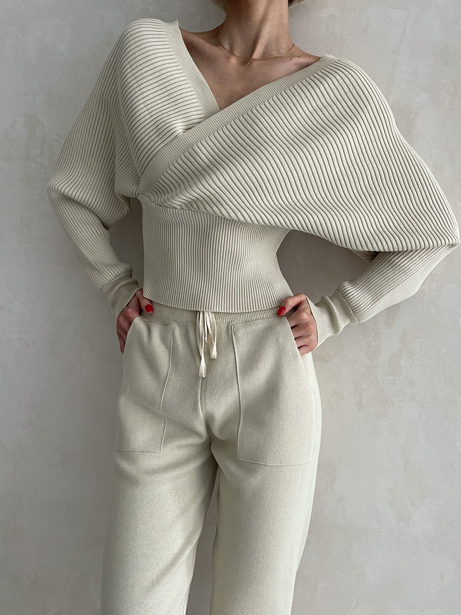 Evelyn™ - Stylish Off Shoulder Knitted Two Piece Set