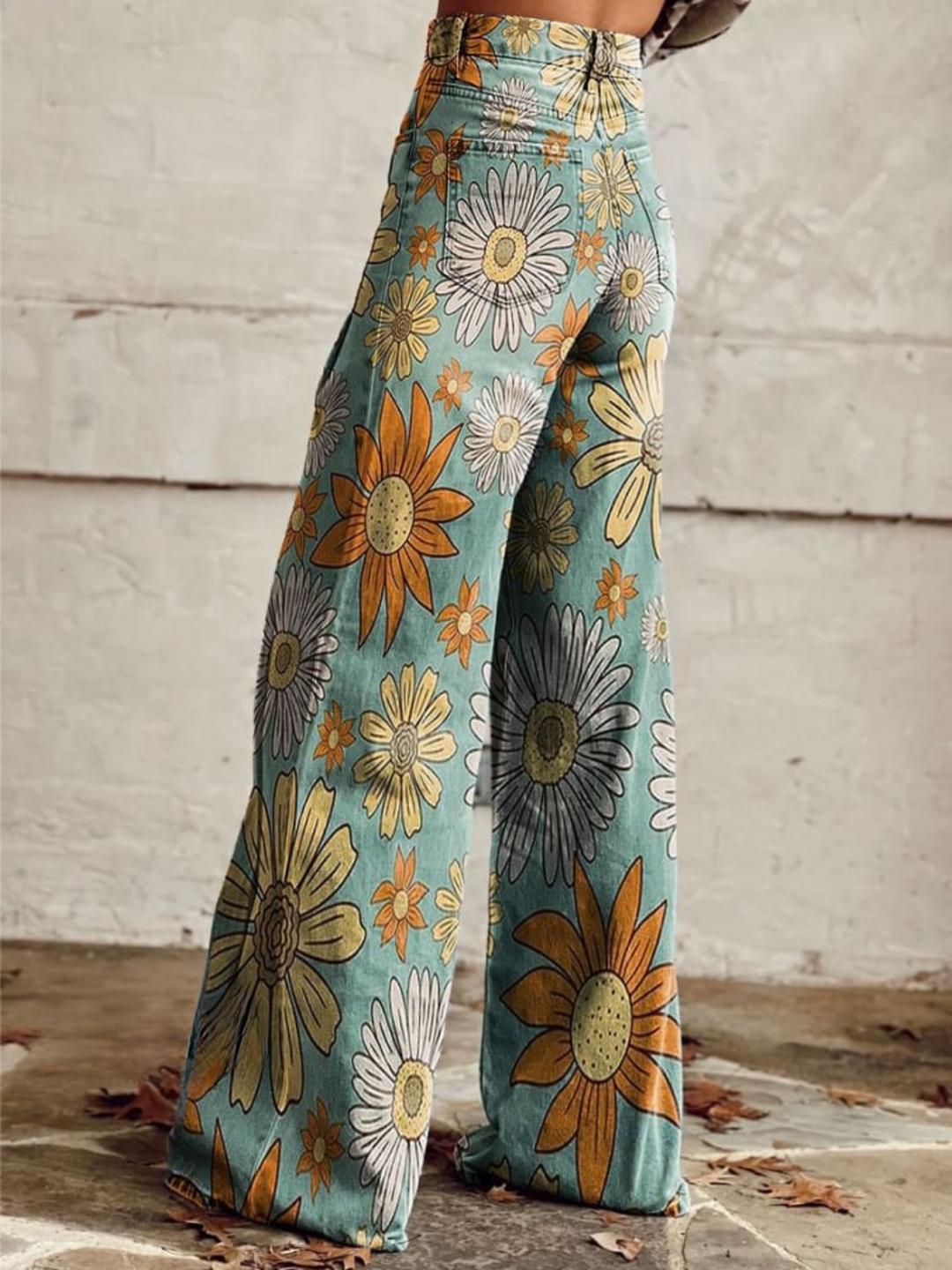 Ella™ - Vintage Floral Print Wide Leg Pants