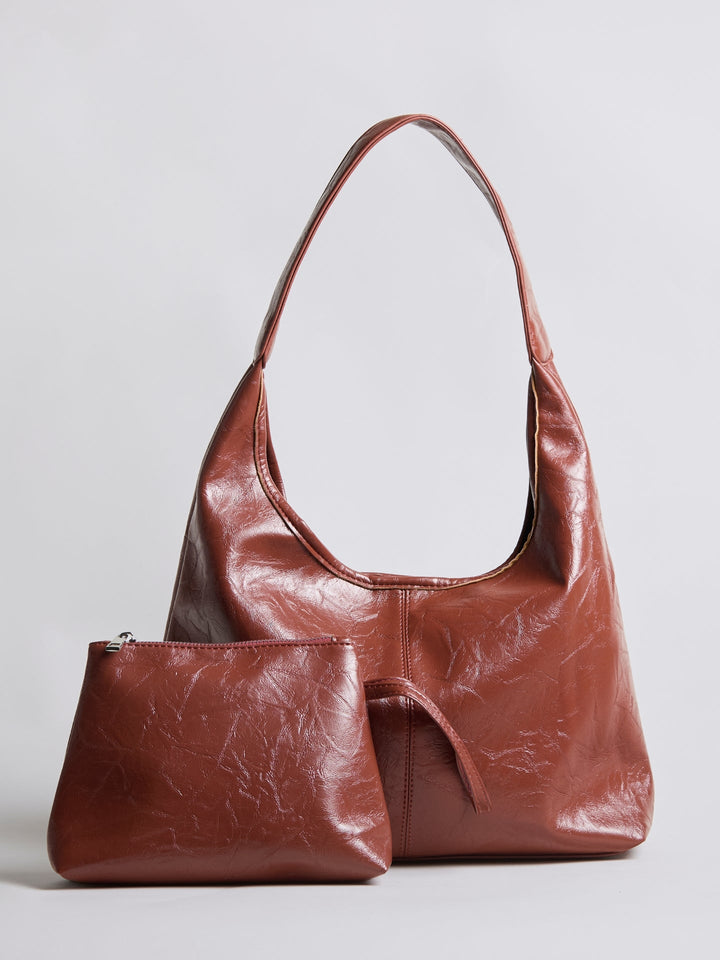 Scarlett Distressed Leather Tote - Zipper Version