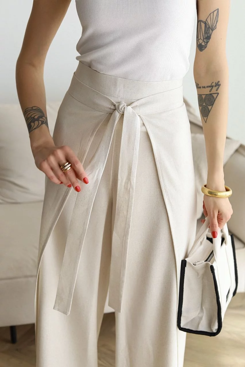 JANE - Wide-leg Pants in Cotton-Linen Blend