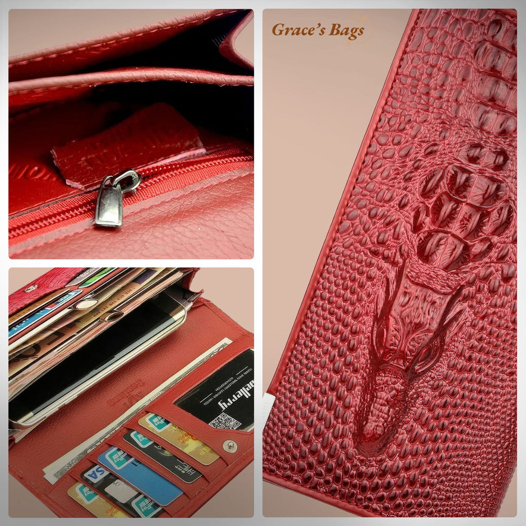 Elegant RFID wallet with crocodile embossing