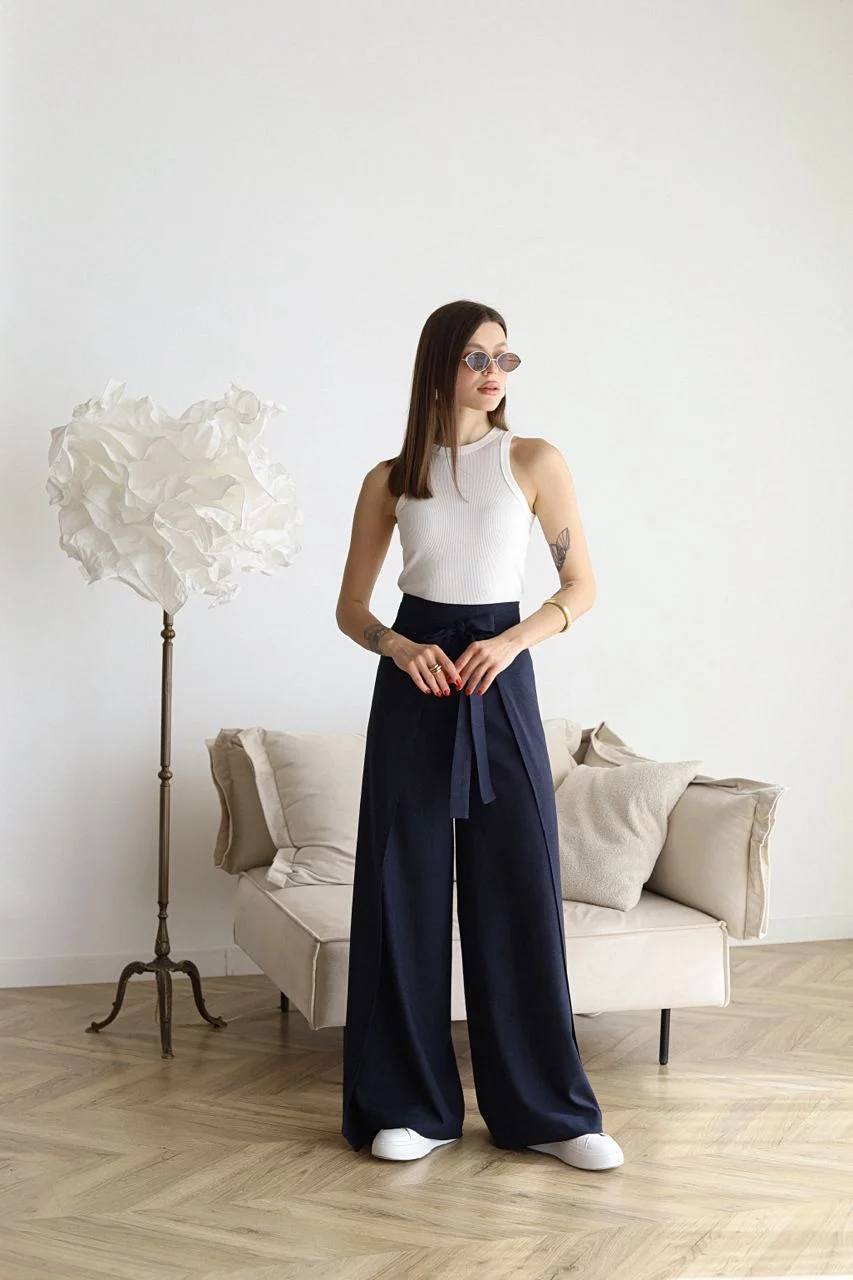 JANE - Wide-leg Pants in Cotton-Linen Blend