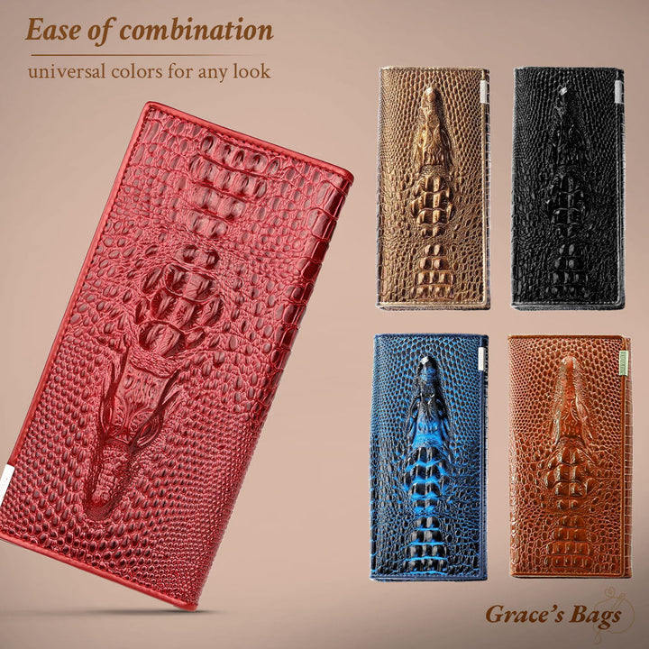 Elegant RFID wallet with crocodile embossing