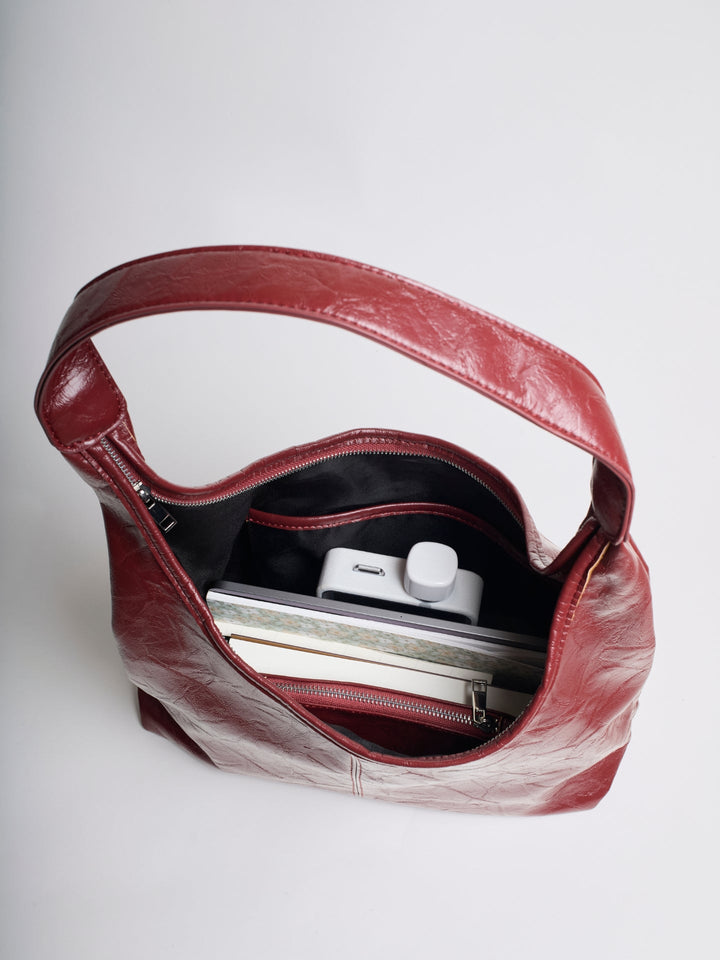 Scarlett Distressed Leather Tote - Zipper Version
