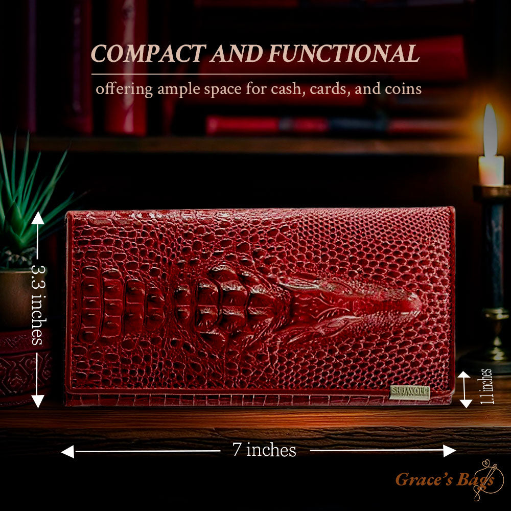 Elegant RFID wallet with crocodile embossing