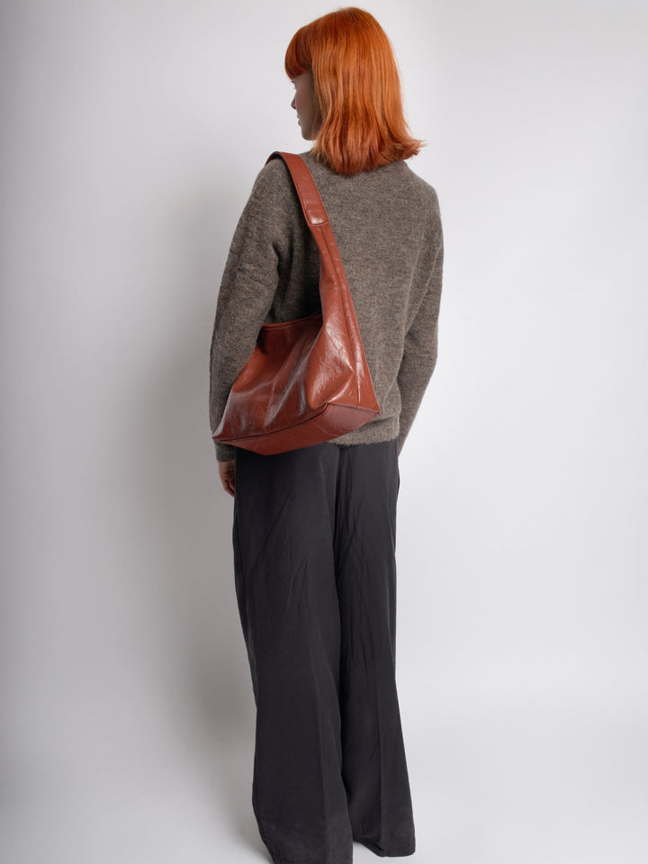 Scarlett Distressed Leather Tote - Zipper Version
