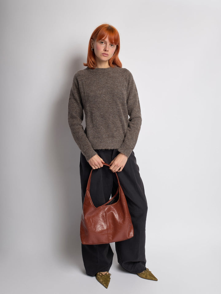 Scarlett Distressed Leather Tote - Zipper Version