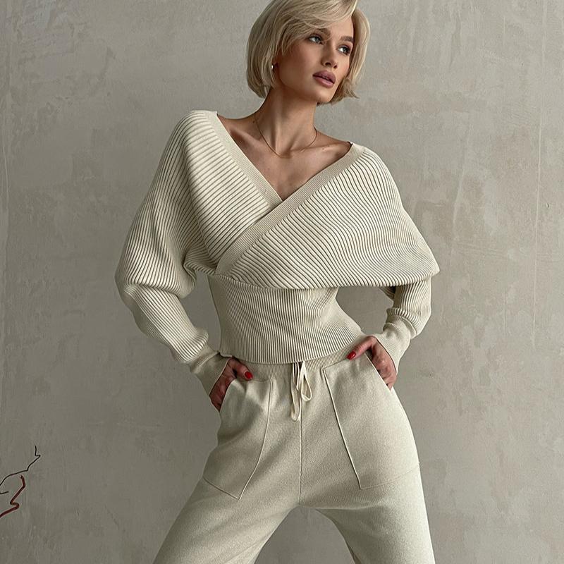 Evelyn™ - Stylish Off Shoulder Knitted Two Piece Set