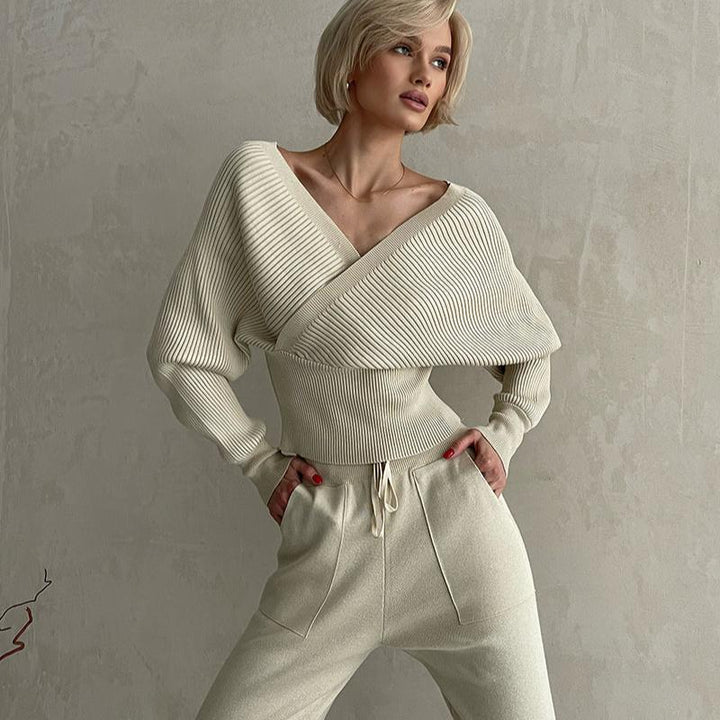 Evelyn™ - Stylish Off Shoulder Knitted Two Piece Set