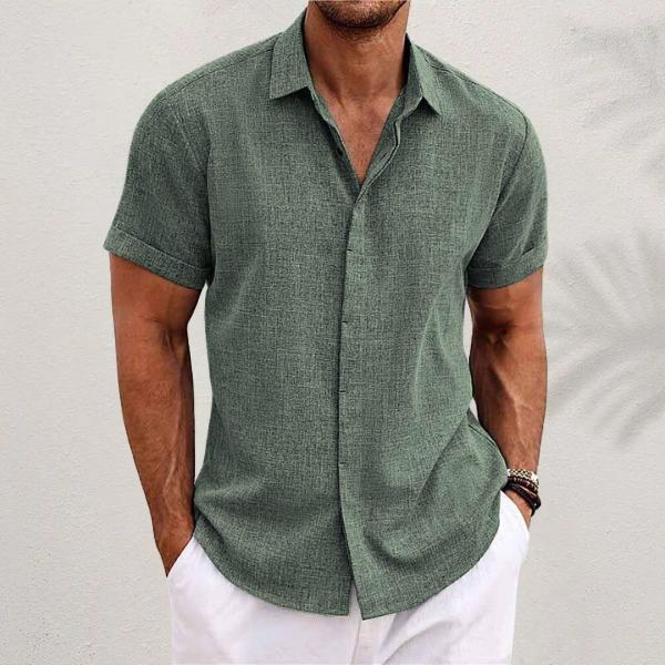 GABRIELE | SHORT-SLEEVE SHIRT IN COTTON AND LINEN