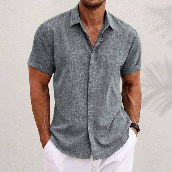 GABRIELE | SHORT-SLEEVE SHIRT IN COTTON AND LINEN