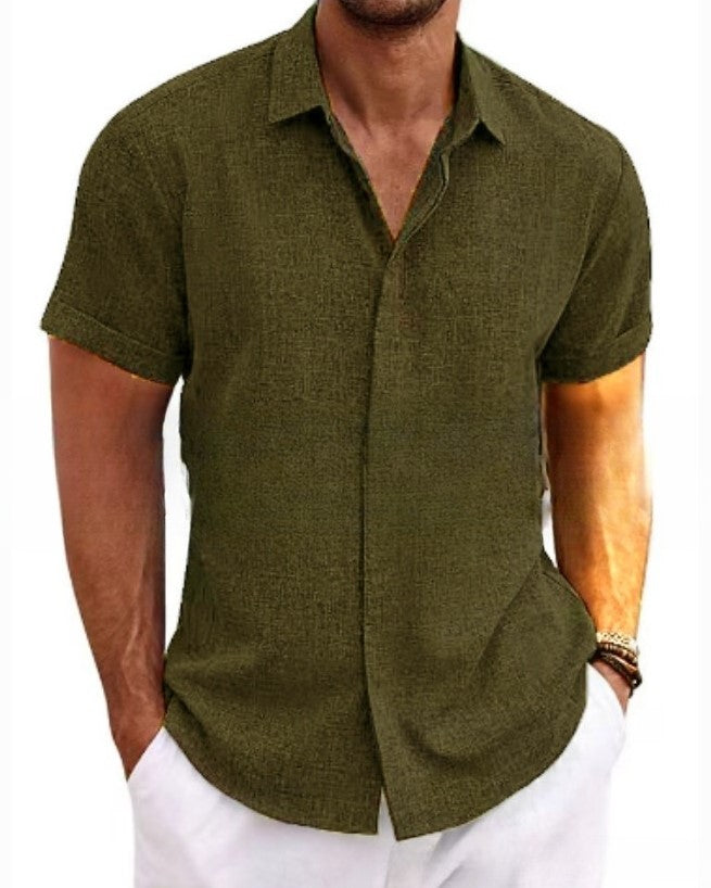 GABRIELE | SHORT-SLEEVE SHIRT IN COTTON AND LINEN