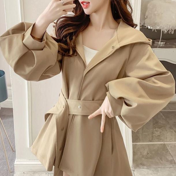 Grace™ - Comfortable Loose Sleeve Lace-up Hooded Trench Coat