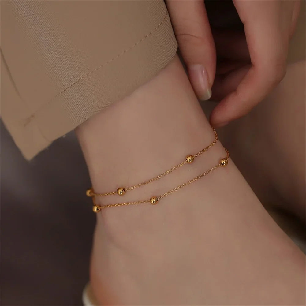 Gold Plated Bead Anklet