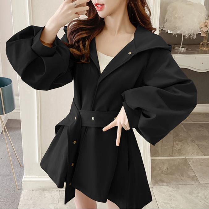 Grace™ - Comfortable Loose Sleeve Lace-up Hooded Trench Coat