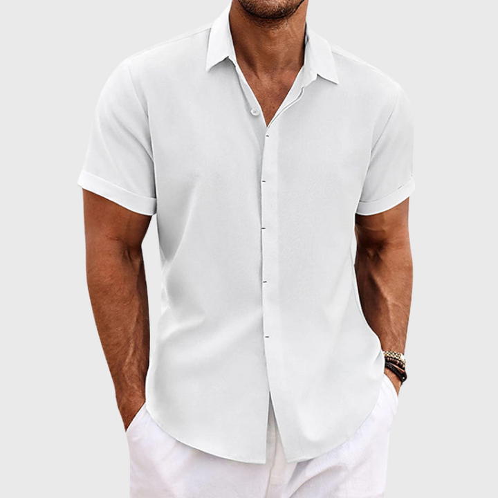 GABRIELE | SHORT-SLEEVE SHIRT IN COTTON AND LINEN