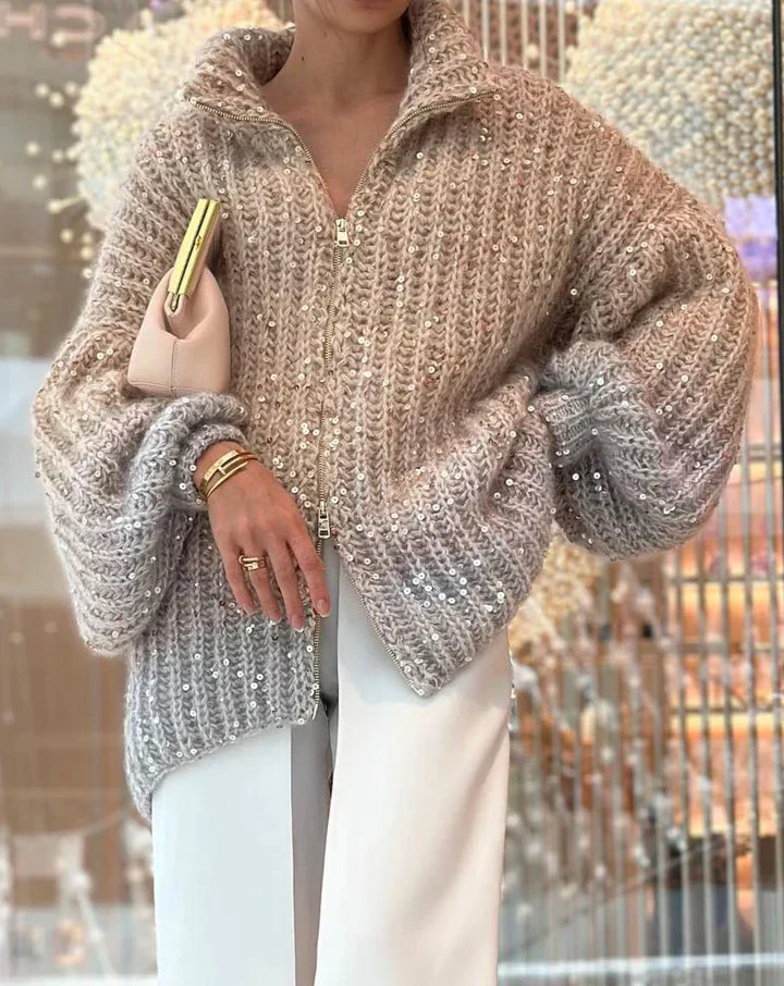 Daisy™ - Elegant Glittery Silk Cardigan Sweater