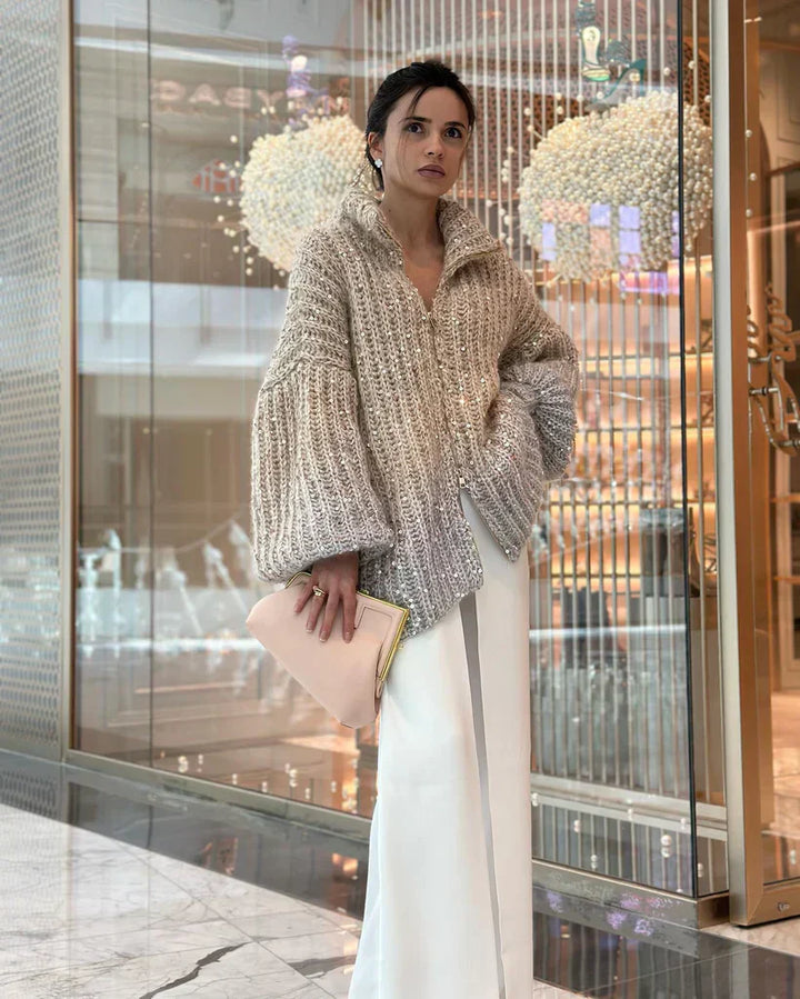 Daisy™ - Elegant Glittery Silk Cardigan Sweater