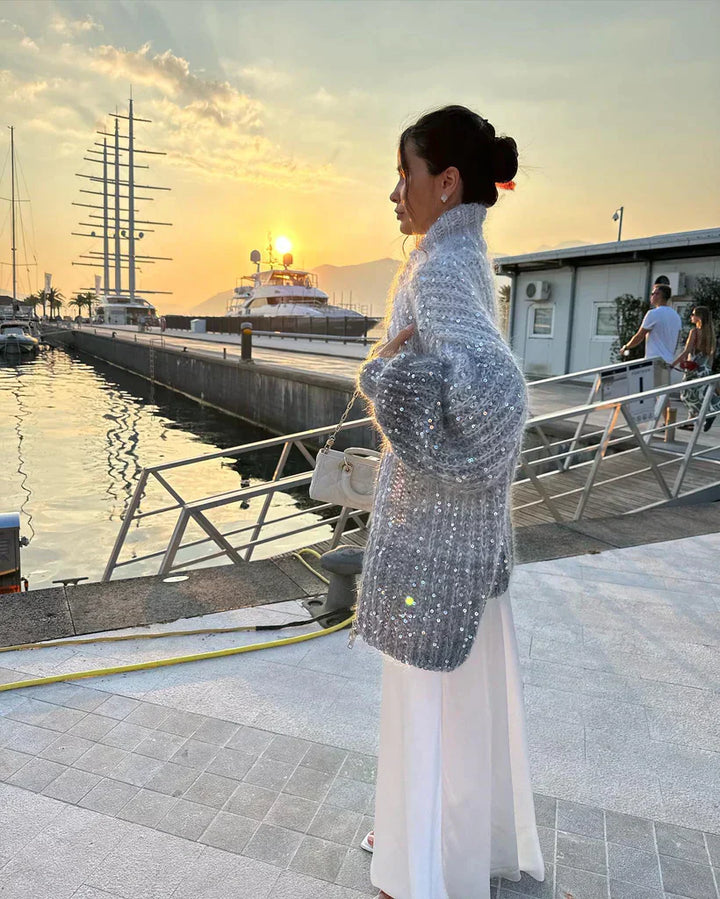 Daisy™ - Elegant Glittery Silk Cardigan Sweater
